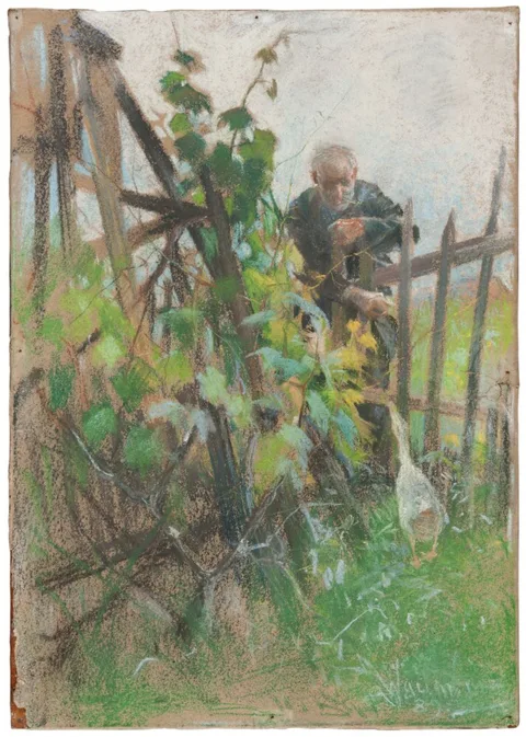 Alf Wallander, Man feeding a Goose