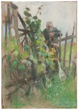 Alf Wallander, Man feeding a Goose