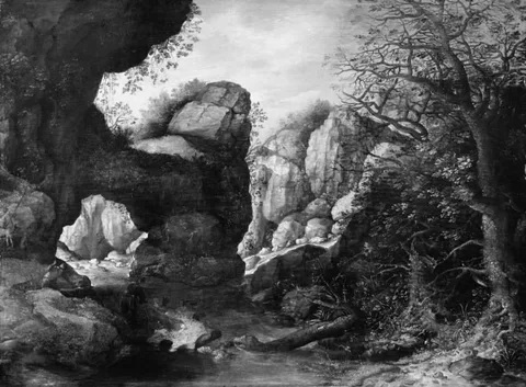 Pieter Stevens, Rocky Landscape with a Goat Hunt