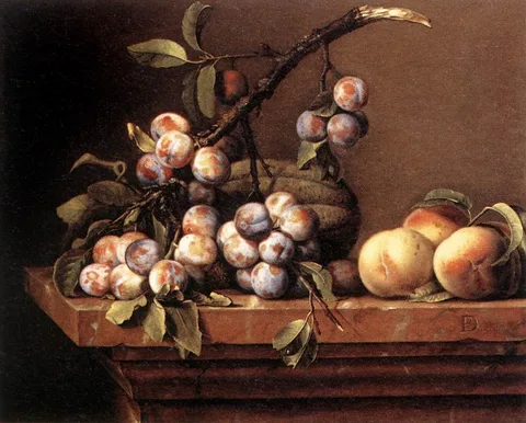 Pierre Dupuis, Plums and Peaches on a Table