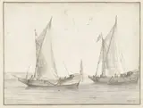 Abraham de Verwer, Stille zee met twee jachten