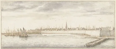 Abraham de Verwer, Gezicht op Vlissingen, vanaf de Schelde gezien