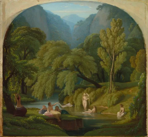 Théodore Caruelle d'Aligny, The Bathers, Souvenir of the Banks of the Anio River at Tivoli