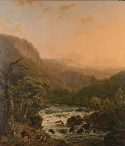 Henri Van Assche, River in the Ardennes at Sunset
