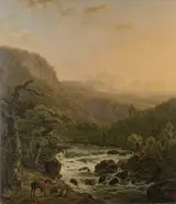 Henri Van Assche, River in the Ardennes at Sunset