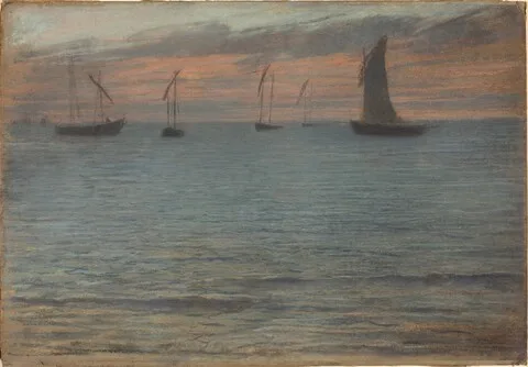 Ernest Ange Duez, A Seascape at Sunset