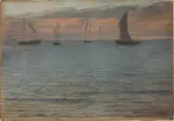 Ernest Ange Duez, A Seascape at Sunset