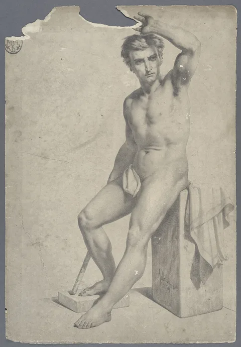 Bernard-Romain Julien, Academic print: seated male nude