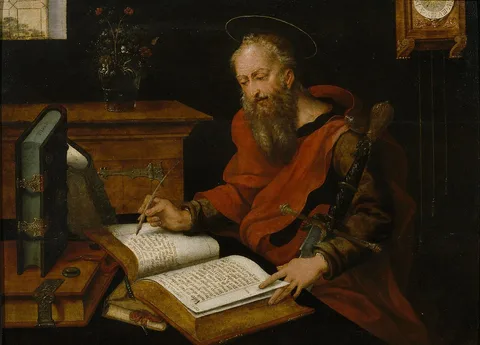Master with the Parrot, Saint Paul writing