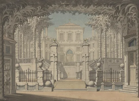 Giuseppe Quaglio, A Turkish Palace (Probably for Mozart's "Abduction from the Seraglio")