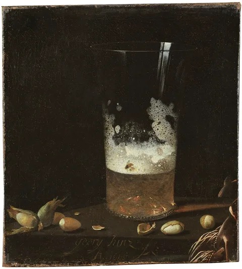 Georg Hainz, Still-Life with a Glass of Beer and Nuts