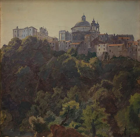 Thorald Læssøe, View towards Ariccia and the Palazzo Chigi and S. Maria dell'Assunzione, Italy