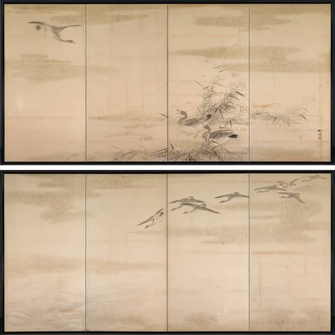 Yamamoto Baiitsu, Geese, Reeds, and Water