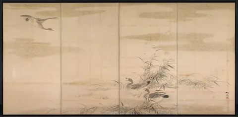 Yamamoto Baiitsu, Geese, Reeds, and Water