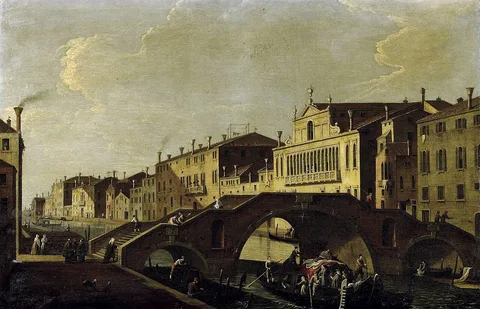 Bernardo Canal, Venice, Cannaregio with the Ponte Tre Archi and Palazzo Valier.
