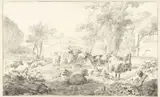 Simon van der Does, Reclining Shepherdess with a Flock of Sheep and Goats