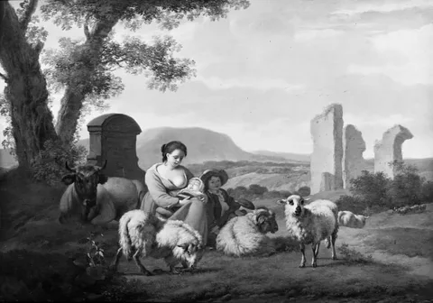 Simon van der Does, Shepherdess with her Flock