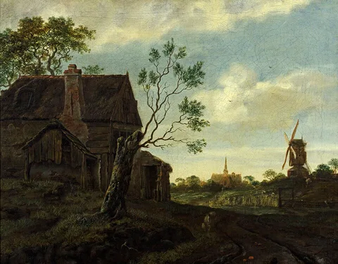 Emanuel Murant, Landscape with a cottage and a mill