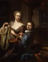 Adriaan van der Burg, Portrait of Adriaan van der Burg (1693-1733) and a woman, possibly Cornelia Driewegen (...-...)