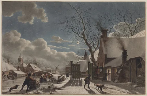 Jacob Cats, Winter Night in a Dutch Town
