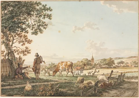 Jacob Cats, Pastoral Landscape with Village