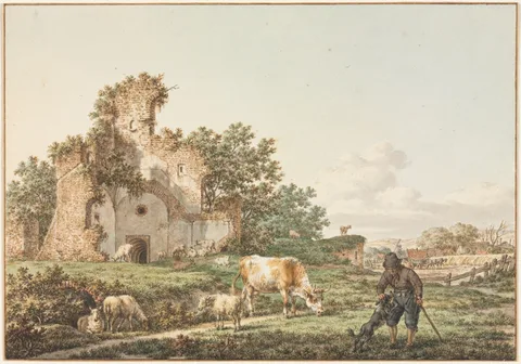 Jacob Cats, Pastoral Landscape with a Ruin