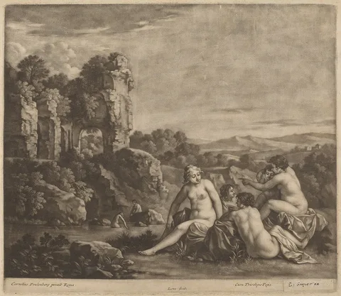 Bernard Lens II, Bathers in a Landscape