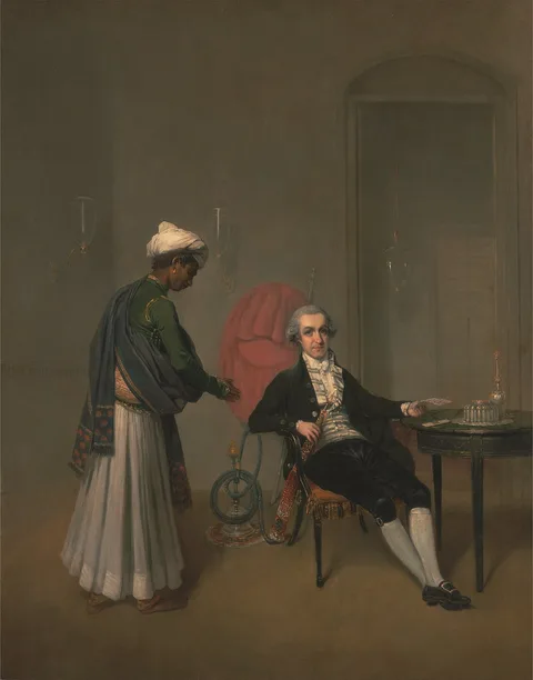 Arthur William Devis, Portrait of an Unknown Man with an Attendant