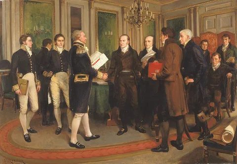 Amédée Forestier, The Signing of the Treaty of Ghent, Christmas Eve, 1814