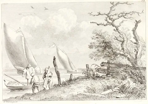 Jean-Jacques Le Veau, Fishermen with Sailboats
