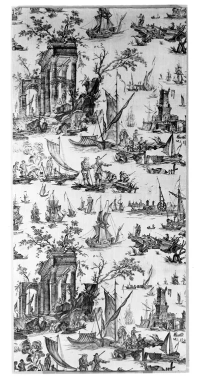 Jean-Jacques Le Veau, Le Port de Mer (The Seaport) (Furnishing Fabric)
