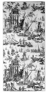 Jean-Jacques Le Veau, Le Port de Mer (The Seaport) (Furnishing Fabric)