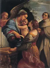 Lorenzo Garbieri, Madonna with the Child, Saint Cecily and Saint Albert