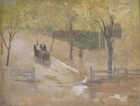 Edvard Petersen, Autumn day with a carriage on a road.