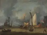 Jan Claesz Rietschoof, A Storm (Ships in the Harbor in a Stiff Breeze)