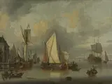 Jan Claesz Rietschoof, A Calm (Ships in the Harbor by Calm Weather)