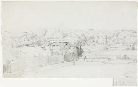 Frédéric Bourgeois de Mercey, View of the Villa Borghese and its Orangerie from the Villa Medici