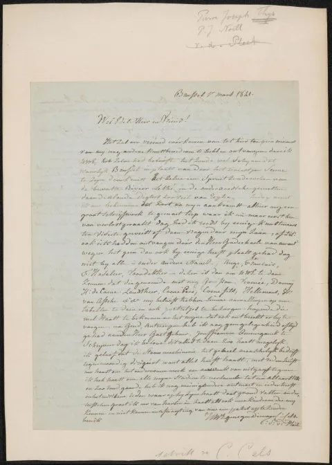 Cornelis Cels, Brief aan Johannes Immerzeel