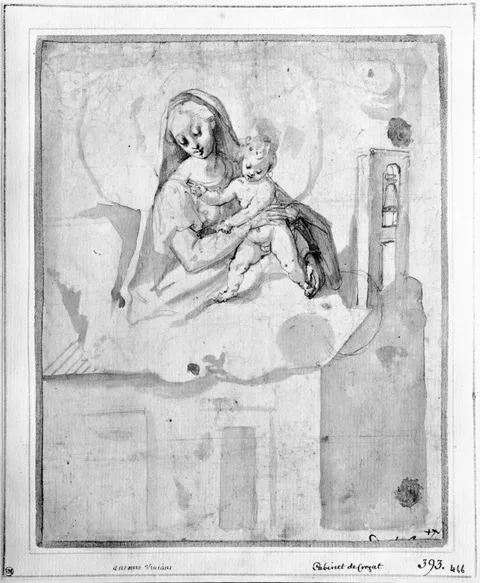 Antonio Viviani, The madonna with child hovering over "Casa Santa di Loreto"