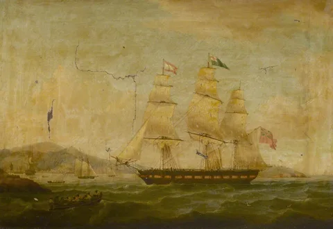 Thomas Whitcombe, Hibernia beating off the privateer Comet, 10 January 1814: returning to port