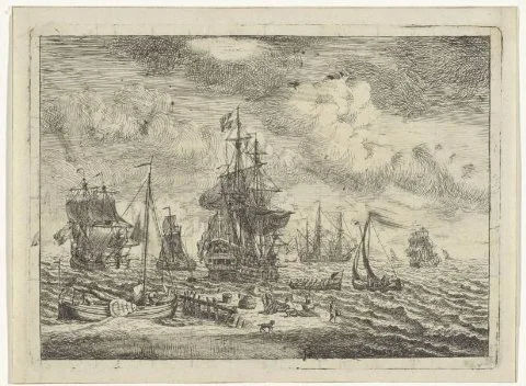 Adam Silo, Marine met zeilschepen voor een zandbank