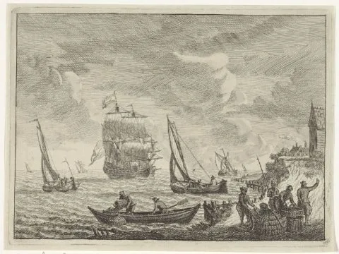 Adam Silo, Zeegezicht met boten voor de kust
