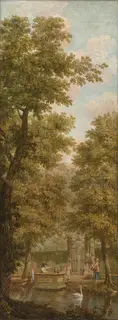 Jurriaen Andriessen, Wall decor with landscape from Nieuwe Doelenstraat 22 (gate)