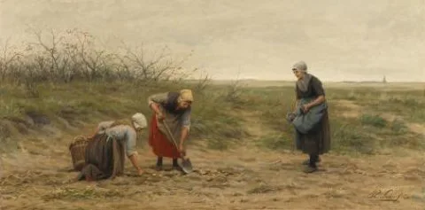 Philip Sadée, Scheveningse vrouwen bij het nalezen van een gerooid aardappelveld
