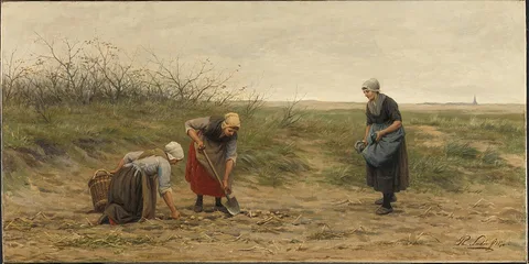 Philip Sadée, Scheveningse vrouwen bij het nalezen van een gerooid aardappelveld
