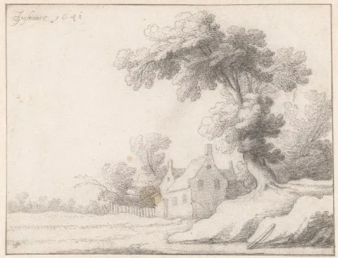 Jacob Vosmaer, Landschap met een groep huizen aan een bosrand