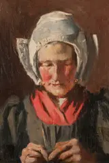 Clara Taggart McChesney, A Dutch Woman Knitting
