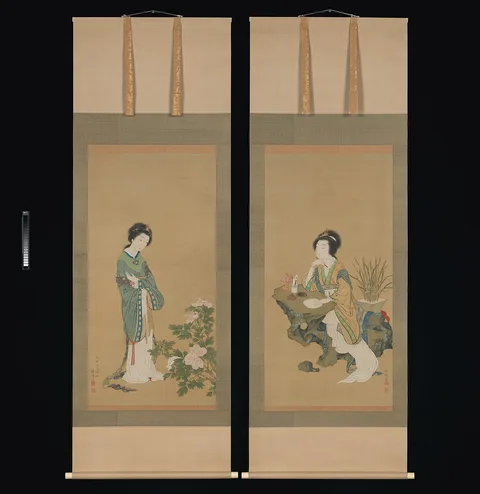 Gen Ki, Yanji with Orchids and Yang Guifei with Peonies