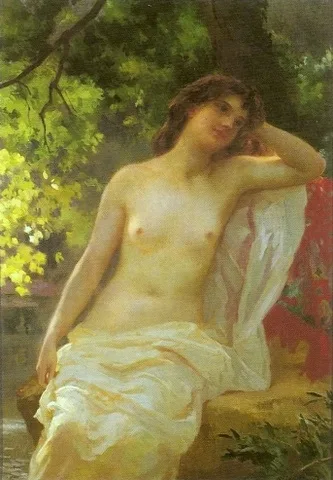 Abel-Dominique Boyé, Seated Female Nude (Effluves d'Été)