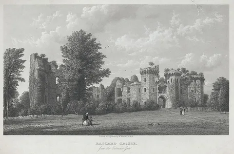 William Westall, Raglan Castle, from the entrance gate